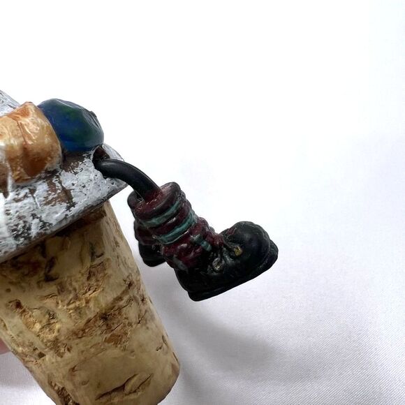 Christmas Snowman Dangler Hand Painted Bottle Topper Stoppers Cork Wine Holiday - Picture 10 of 11